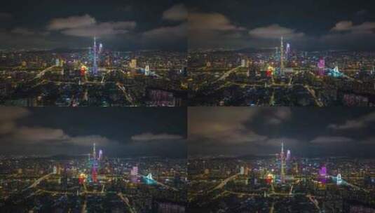 【正版4K素材】广州三件套夜景延时高清在线视频素材下载