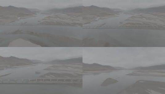 西藏山南扎囊特跨江大桥航拍高清在线视频素材下载