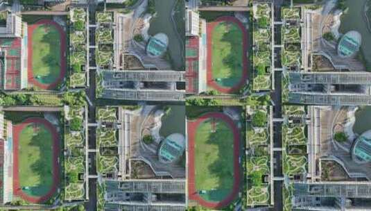 深圳技师学院屋顶花园俯拍高清在线视频素材下载