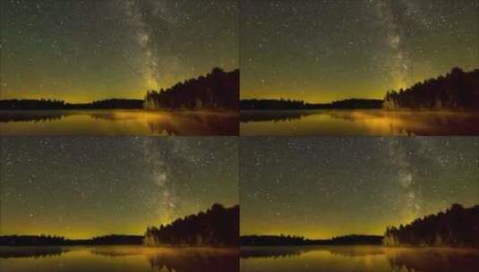延时摄影湖边的唯美星空高清在线视频素材下载