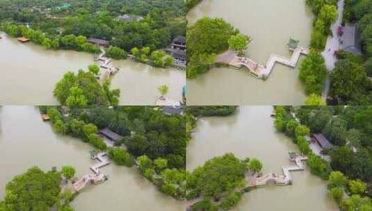 5A风景区扬州瘦西湖二十四桥航拍高清在线视频素材下载