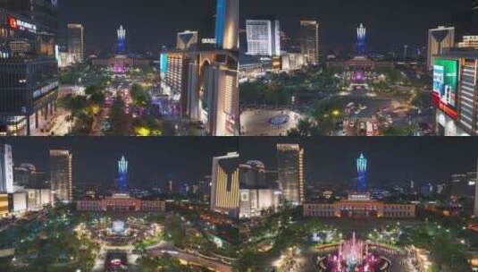 杭州延安路最新夜景亮灯高清在线视频素材下载