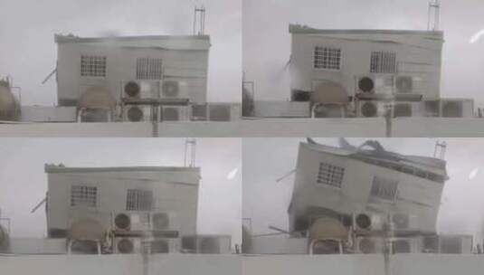 台风登陆超级台风吹翻房屋高清在线视频素材下载