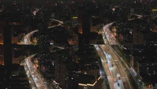 浦西虹口区内环高架夜景航拍高清在线视频素材下载