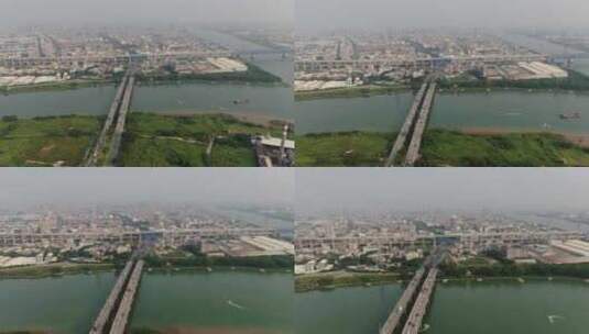 江景城市航拍高架桥实拍素材高清在线视频素材下载