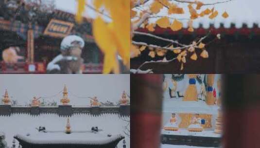 沈阳北塔冬天初雪4K升格风景高清在线视频素材下载
