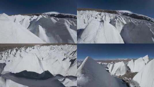 穿越机航拍攀登雪山冰川慕士塔格峰特殊视角高清在线视频素材下载