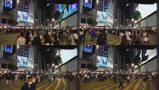 香港斑马线行人过马路红绿灯路口人行横道高清在线视频素材下载