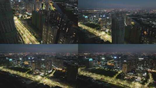 福建省泉州市晋江城市航拍夜景航拍高清在线视频素材下载