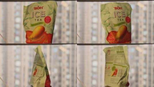 马来西亚零食：芒果口味茶包饮品高清在线视频素材下载