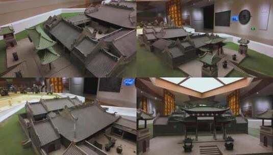 古代庙宇寺庙四合院古建筑模型高清在线视频素材下载