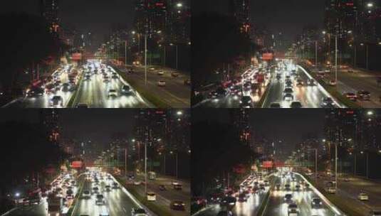 深圳滨河大道车流延时城市道路夜晚交通夜景高清在线视频素材下载
