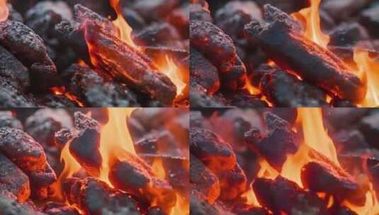 燃烧的木炭火堆高清在线视频素材下载