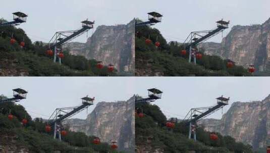 北京十渡景区高空缆车蹦极平台视频素材高清在线视频素材下载