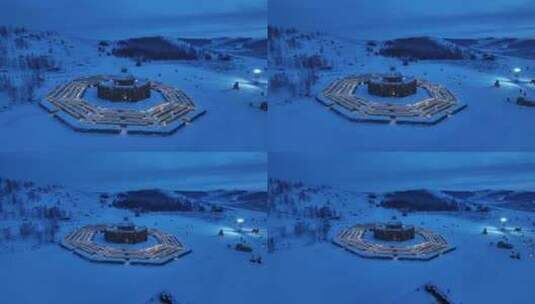 呼伦贝尔冰雪世界景观凤凰山景区夜景灯光高清在线视频素材下载