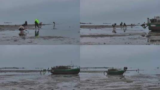 海陵岛瓦晒湾网红赶海圣地航拍高清在线视频素材下载