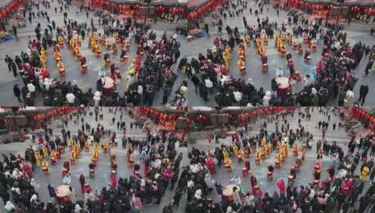春节邢台清风楼前锣鼓表演高清在线视频素材下载