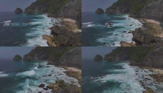HDR印尼佩妮达岛航拍岛屿海岸线风光高清在线视频素材下载