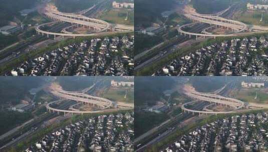 义乌浙江省重点工程江赤公路航拍高清在线视频素材下载