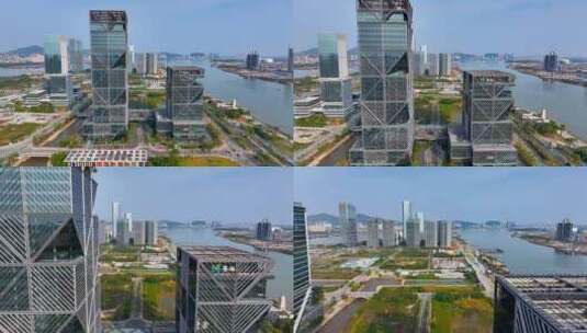 4K航拍南沙粤海广场2高清在线视频素材下载