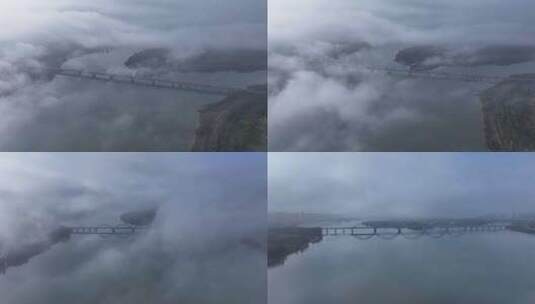 海南海口平流雾航拍高清在线视频素材下载