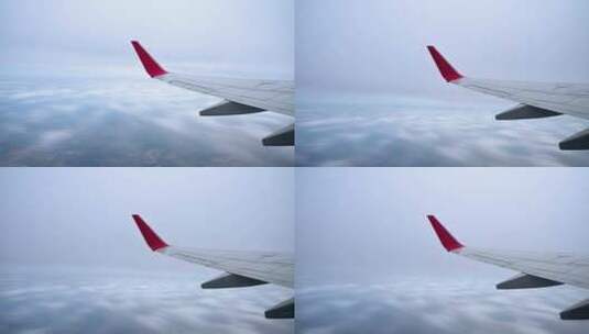 飞机在高空云层平流层上飞行巡航航行高清在线视频素材下载
