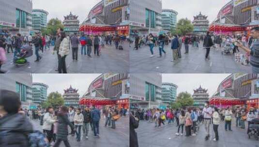 8K深圳东门步行街延时高清在线视频素材下载