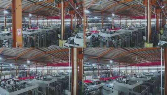 航拍工厂车间机械印刷设备高清在线视频素材下载
