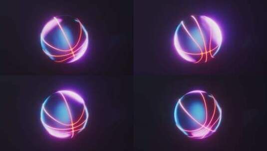 带有深色霓虹灯效果的循环篮球高清在线视频素材下载