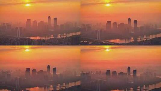 惠州惠城区城市日出航拍视频4K高清在线视频素材下载