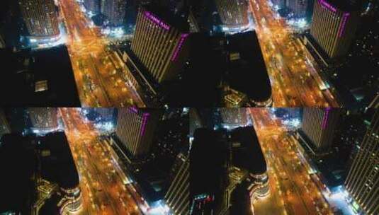 杭州钱塘新区高沙路夜景车流延时高清在线视频素材下载
