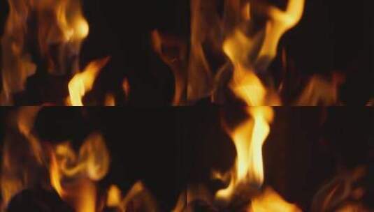 燃烧的柴火焰木炭篝火农村大灶高清在线视频素材下载