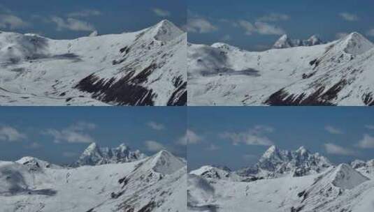四川甘孜州姐妹湖318国道雪山航拍高清在线视频素材下载