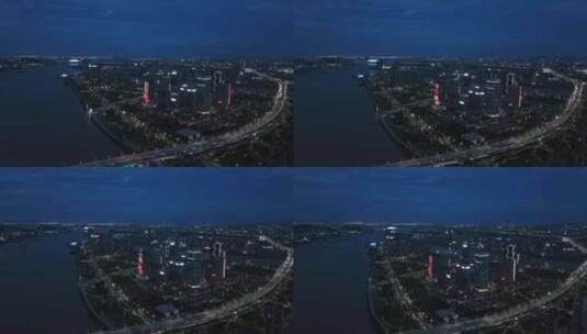 广州南沙灵山岛夜景航拍高清在线视频素材下载