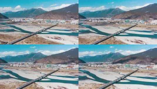 西藏林芝巴宜新区航拍延时高清在线视频素材下载