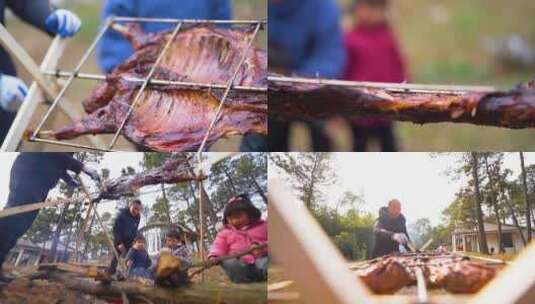 烧烤 烤肉 野外 野餐高清在线视频素材下载