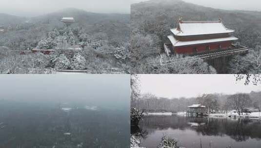 南京城市地标雪景航拍高清在线视频素材下载