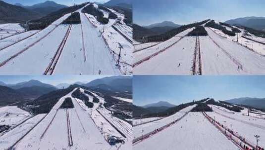 冬季滑雪场人流量移动延时高清在线视频素材下载