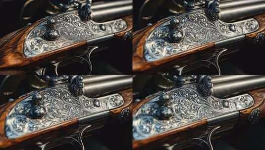 雕花工艺枪支微距特写高清在线视频素材下载