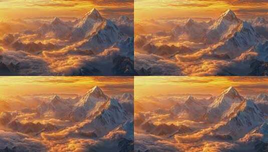 雪山日出壮丽全景高清在线视频素材下载