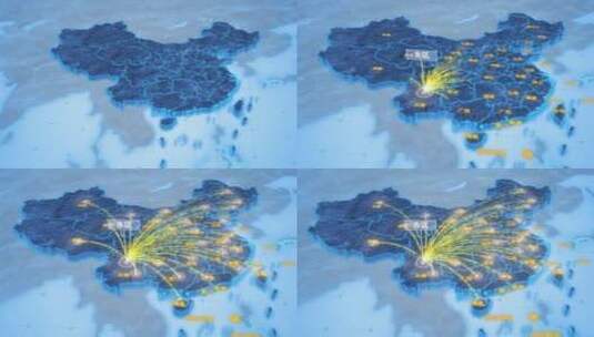 攀枝花市东区辐射全国网络地图ae模板高清AE视频素材下载