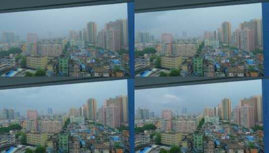 广州城市建筑雷雨天延时拍摄高清在线视频素材下载