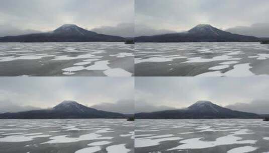 日本北海道阿寒湖冬季雄阿寒山风光高清在线视频素材下载