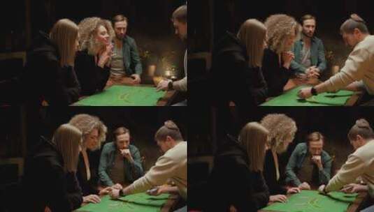 赌客围着桌子赌博  高清在线视频素材下载