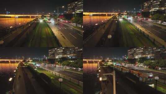 广州有轨电车夜景高清在线视频素材下载