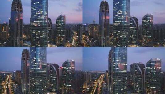 杭州萧山钱江世纪城现代玻璃幕墙办公大楼高清在线视频素材下载