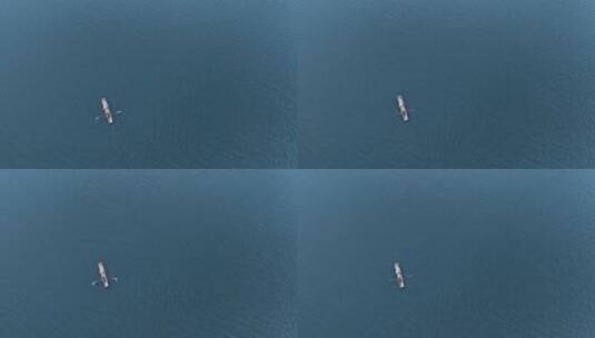 高清航拍四川雅女湖小船自然风光唯美风景高清在线视频素材下载