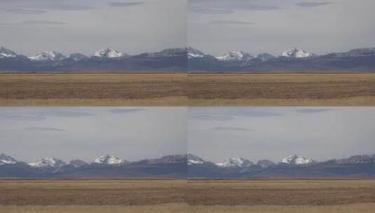 远处平原之外的山峰景观高清在线视频素材下载