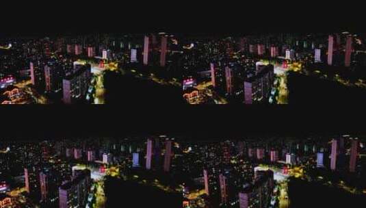 江苏海门夜景航拍繁华都市钢铁森林高清在线视频素材下载