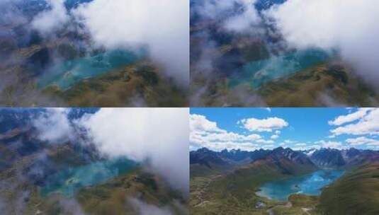 航拍高原雪山湖泊自然风光大好山河高清在线视频素材下载